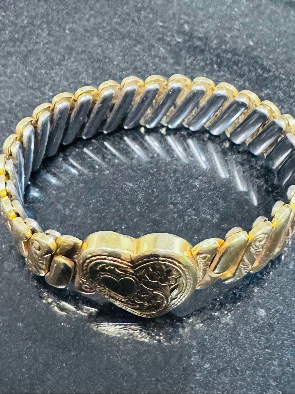 Gold 1940’s Sweetheart Bracelet by Bellavance - Stamped 1/2012KGF